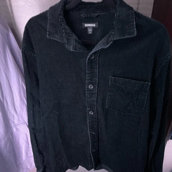 black dress shirt express Miss Circle Women Heather Black Collared Decorative Button-Front Mini Dress
